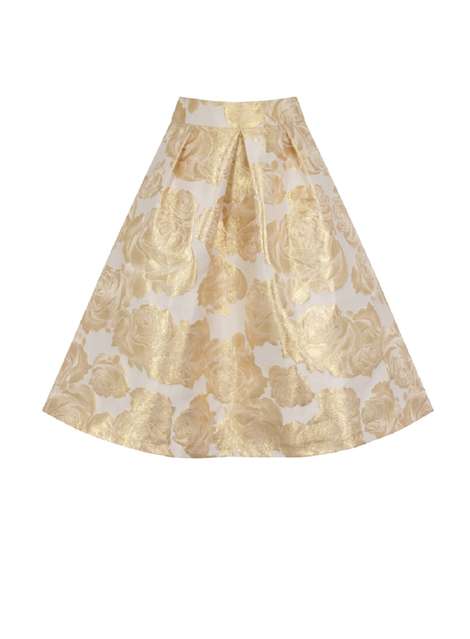 **Chi Chi London Gold Floral Print Co-Ordinate Midi Skirt